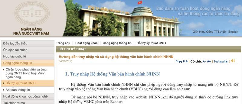 Trang web phân tích vĩ mô sbv.gov
